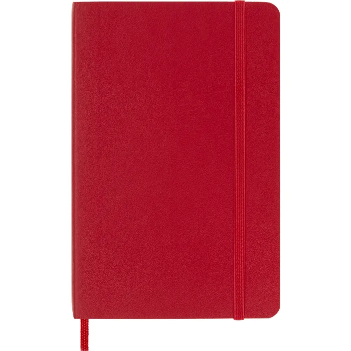 Libreta clásica de bolsillo escarlata hoja rayada pasta suave — Portada Plana