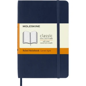 Libreta Clásica De Bolsillo Azul Zafiro Hoja Rayada Pasta Suave — Portada Plana