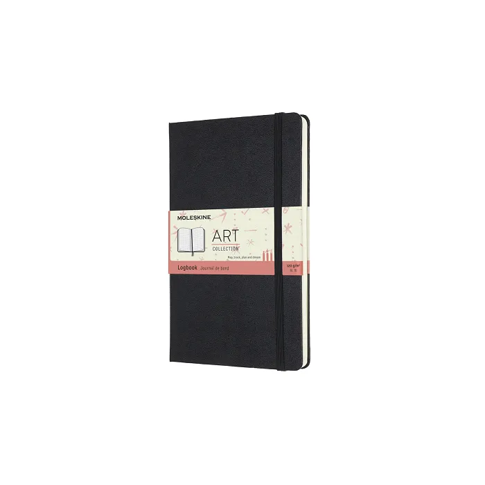 Libreta LogBook Arte Negra Grande Con Hoja Punteada y Pasta Dura