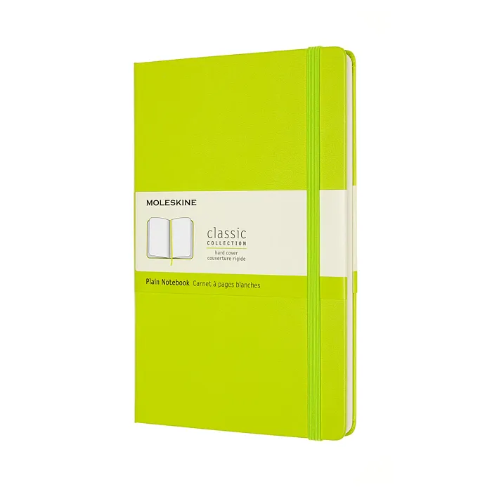 Libreta Clásica Grande Verde Limón Hoja Blanca Pasta Dura