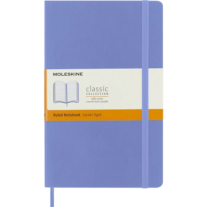 Libreta Clásica Grande Azul Hortensia Hoja Rayada Pasta Suave — Portada Plana