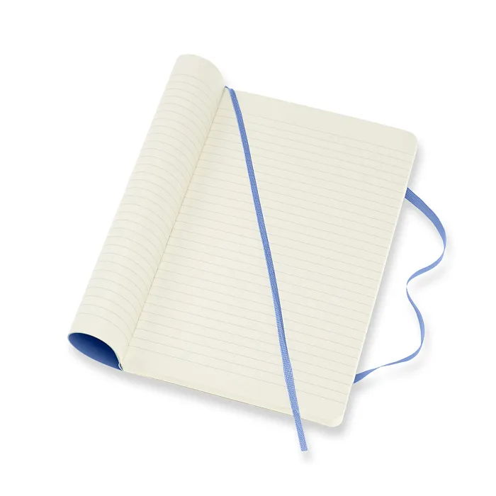 Libreta Clásica Grande Azul Hortensia Hoja Rayada Pasta Suave