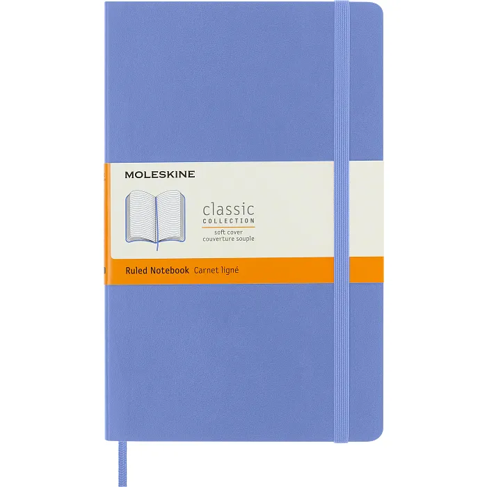 Libreta Clásica Grande Azul Hortensia Hoja Rayada Pasta Suave