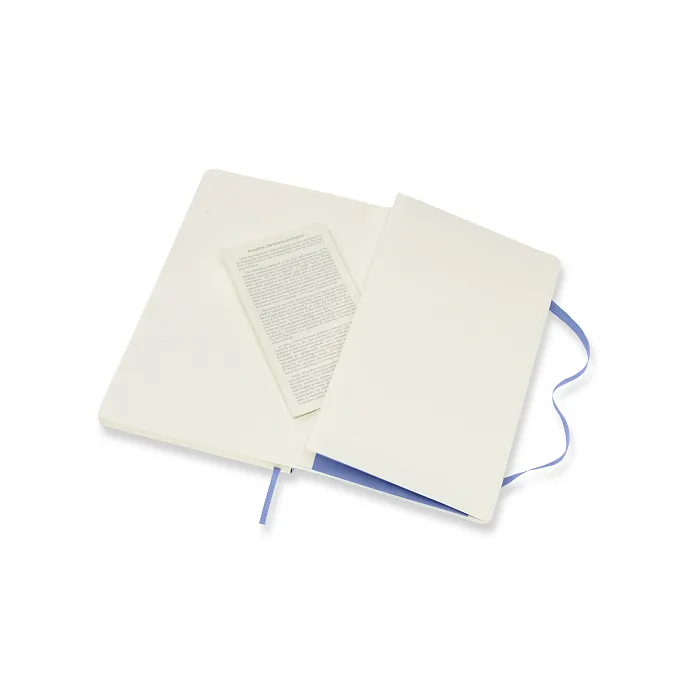 Libreta Clásica Grande Azul Hortensia Hoja Blanca Pasta Suave — Interior 2