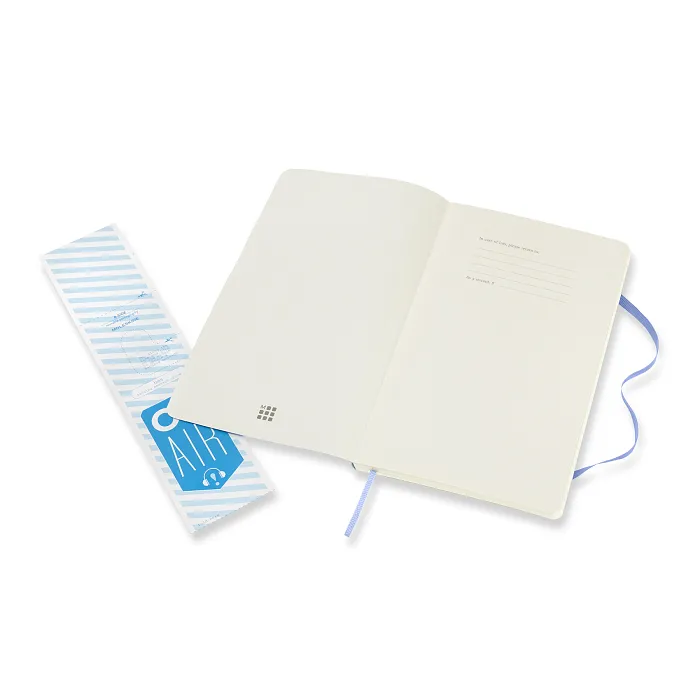 Libreta Clásica Grande Azul Hortensia Hoja Blanca Pasta Suave — Interior 3