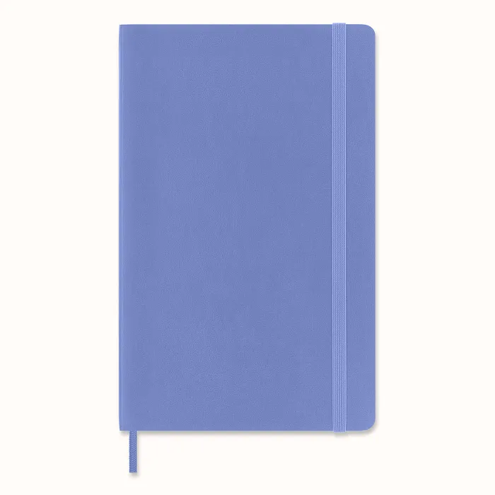 Libreta Clásica Grande Azul Hortensia Hoja Blanca Pasta Suave