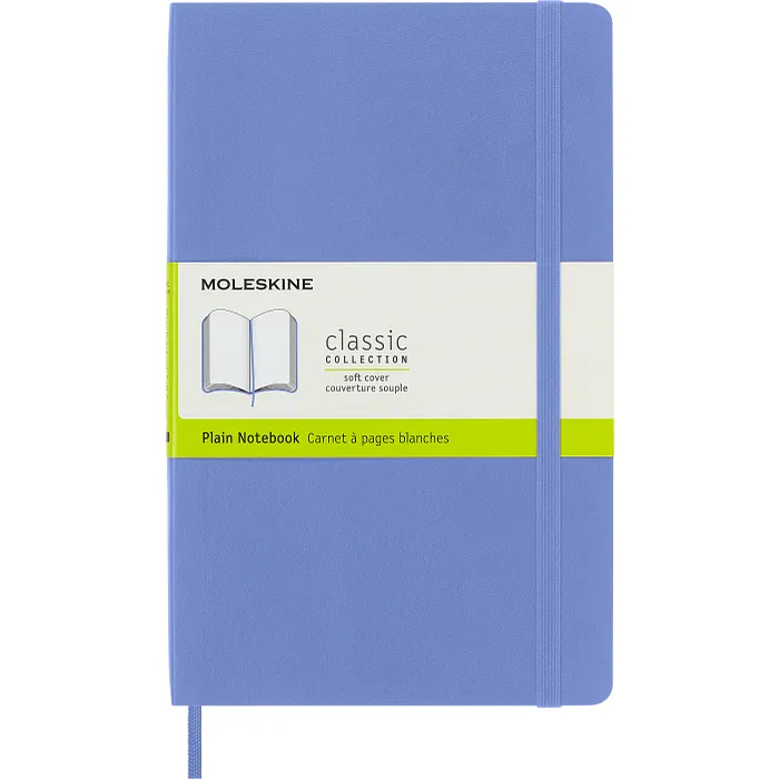 Libreta Clásica Grande Azul Hortensia Hoja Blanca Pasta Suave