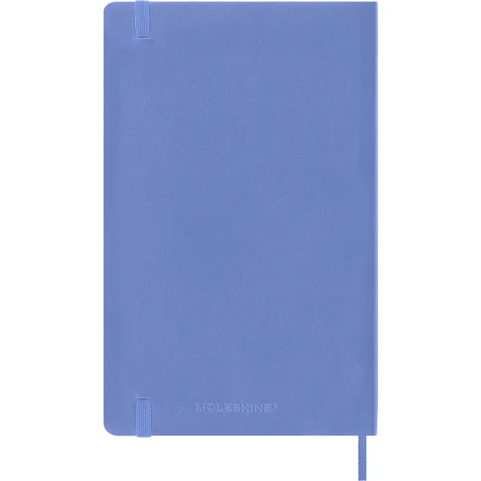 Libreta Clásica Grande Azul Hortensia Hoja Blanca Pasta Suave