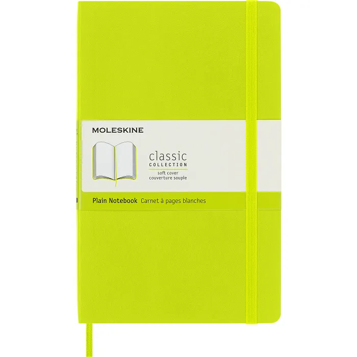 Libreta Clásica Grande Verde Limón Hoja Blanca Pasta Suave