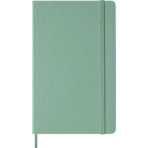 Libreta relieve, tapa dura, grande, hojas lisas, verde salvia — Portada Plana