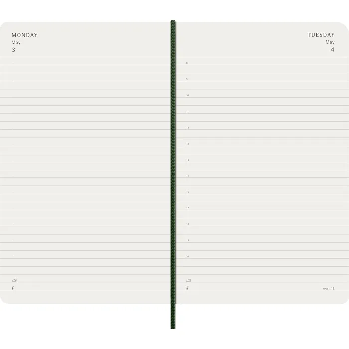 Agenda diaria clásica 12 meses 2027, tapa suave, grande, verde mirto — Interior 3