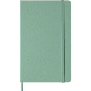 Libreta relieve, tapa dura, grande, hojas rayadas, verde salvia — Portada Plana