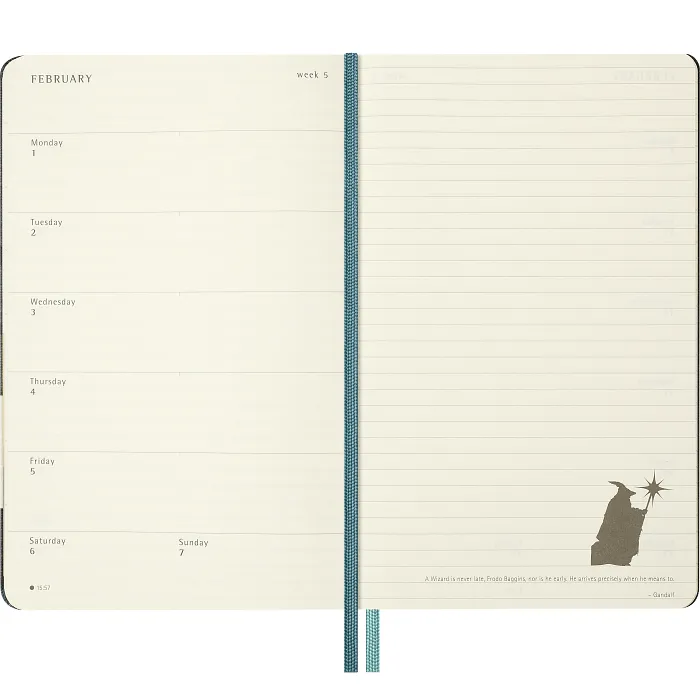 Agenda semanal El Señor de los Anillos de 12 meses 2027, tapa dura, grande, Gandalf — Interior 4