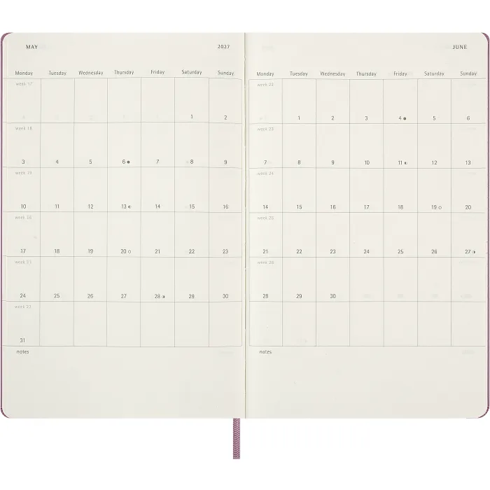 Agenda Diaria Clásica 12 Meses 2027, Tapa Dura, Grande, Rosa Majestuoso — Interior 4