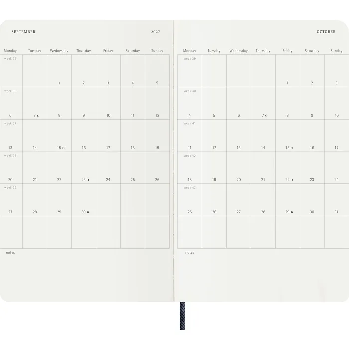 Agenda Diaria Clásica 12 Meses 2027, Tapa Suave, Grande, Azul Zafiro — Interior 4