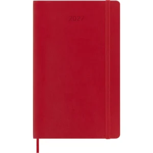 Agenda Diaria Clásica 12 Meses 2027, Tapa Suave, Grande, Rojo Escarlata — Portada Plana