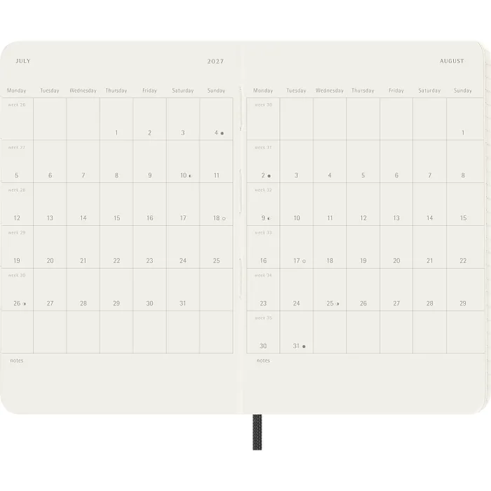 Agenda Diaria Clásica 12 Meses 2027, Tapa Suave, Bolsillo, Negro — Interior 4