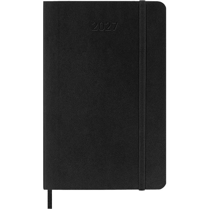 Agenda Diaria Clásica 12 Meses 2027, Tapa Suave, Bolsillo, Negro