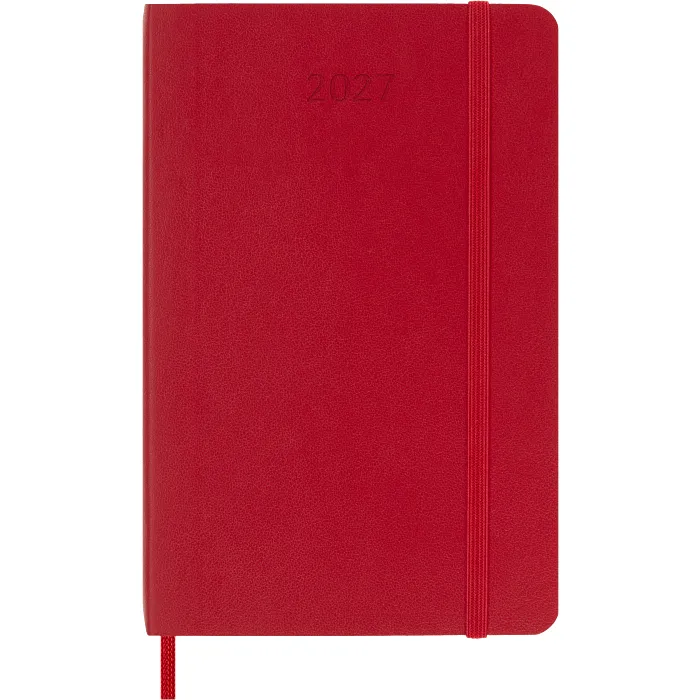 Agenda Diaria Clásica 12 Meses 2027, Tapa Suave, Bolsillo, Rojo Escarlata