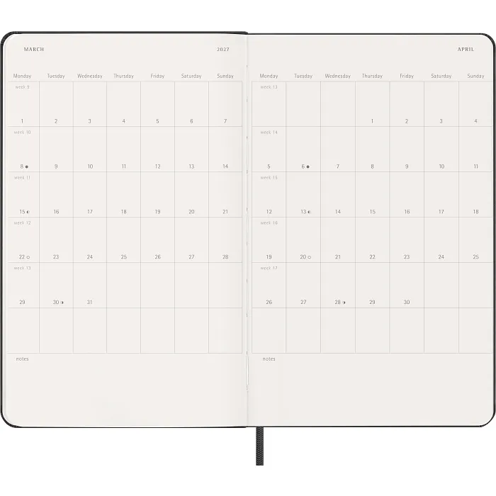 Agenda Semanal Clásica 12 Meses 2027, Tapa Dura, Grande, Negro — Interior 4