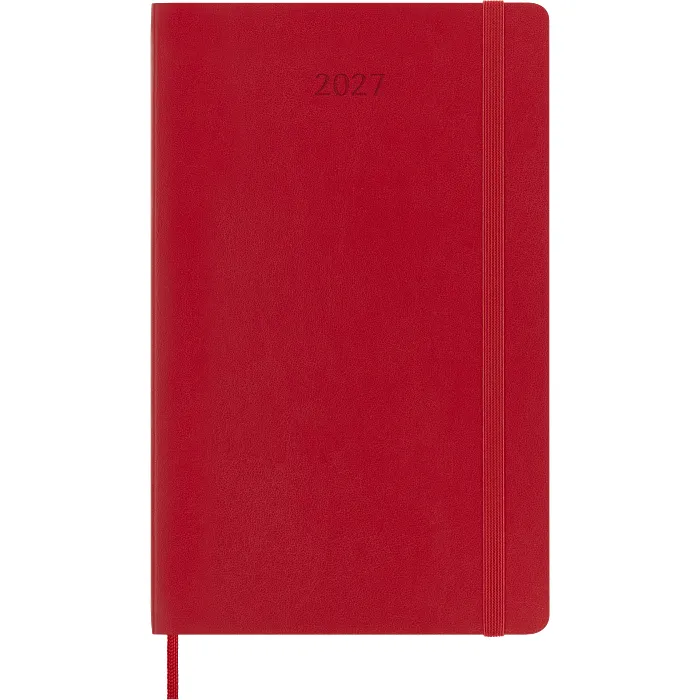 Agenda Semanal Clásica 12 Meses 2027, Tapa Suave, Grande, Rojo Escarlata