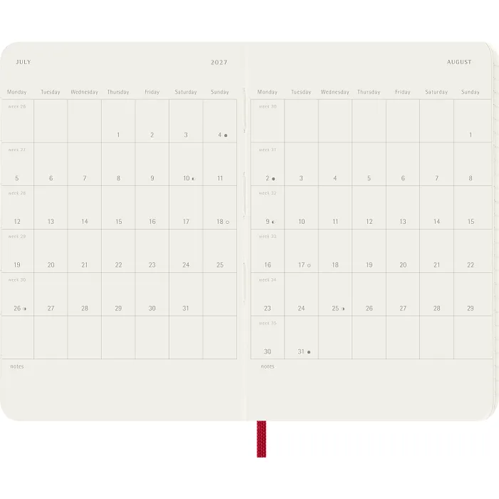 Agenda Semanal Clásica 12 Meses 2027, Tapa Suave, Bolsillo, Rojo Escarlata — Interior 4