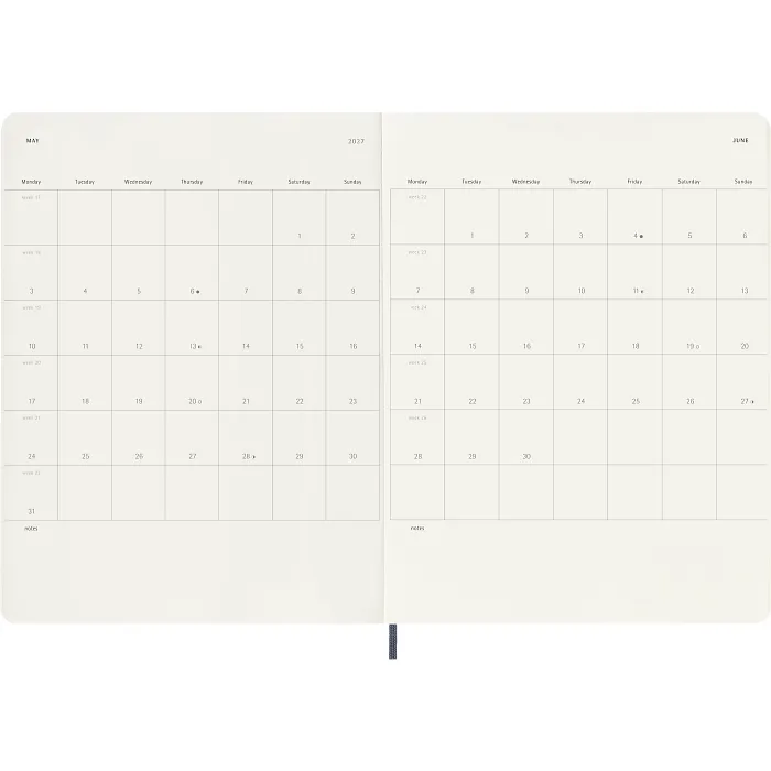 Agenda Semanal Clásica 12 Meses 2027, Tapa Suave, Extra Grande, Azul Zafiro — Interior 4
