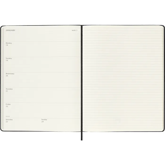 Agenda Semanal Clásica 12 Meses 2027, Tapa Dura, Extra Grande, Negro — Interior 3