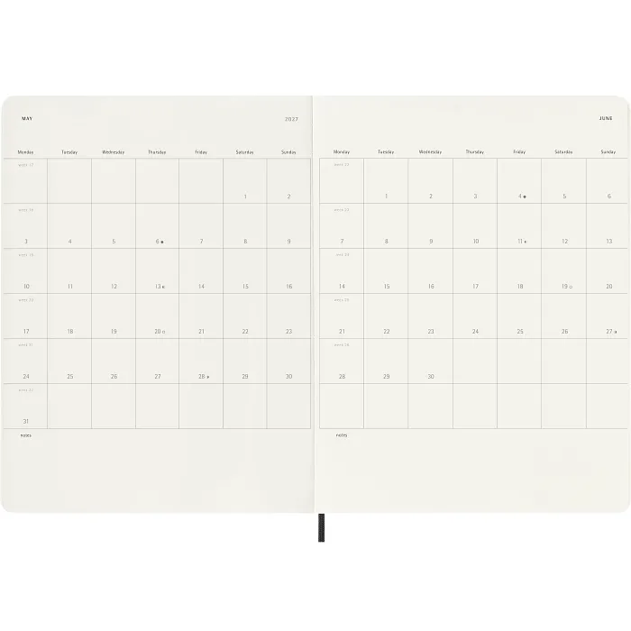 Agenda Semanal Clásica 12 Meses 2027, Tapa Suave, Extra Grande, Negro — Interior 4