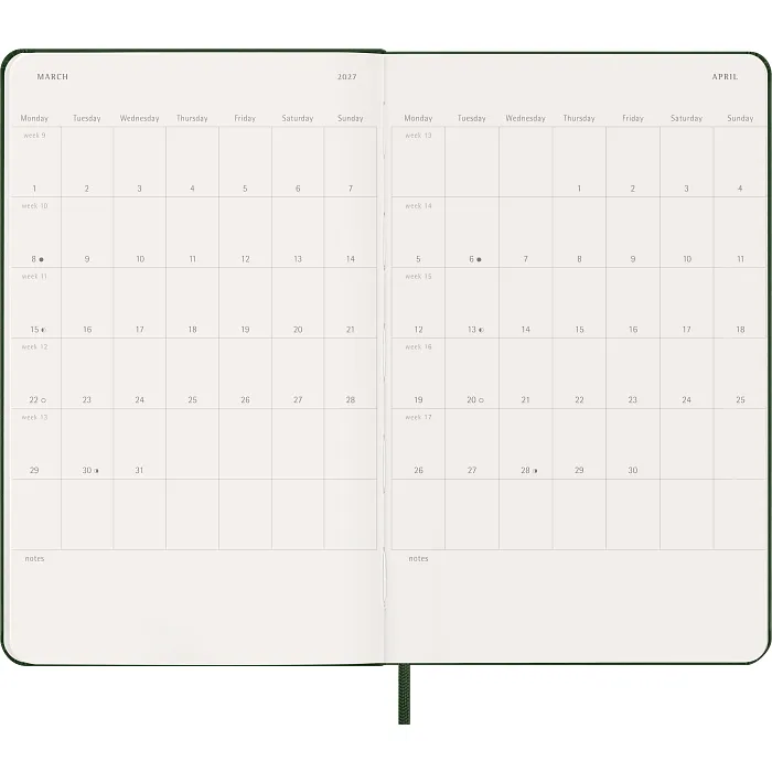 Agenda Semanal Clásica 12 Meses 2027, Tapa Dura, Grande, Verde Mirto — Interior 4