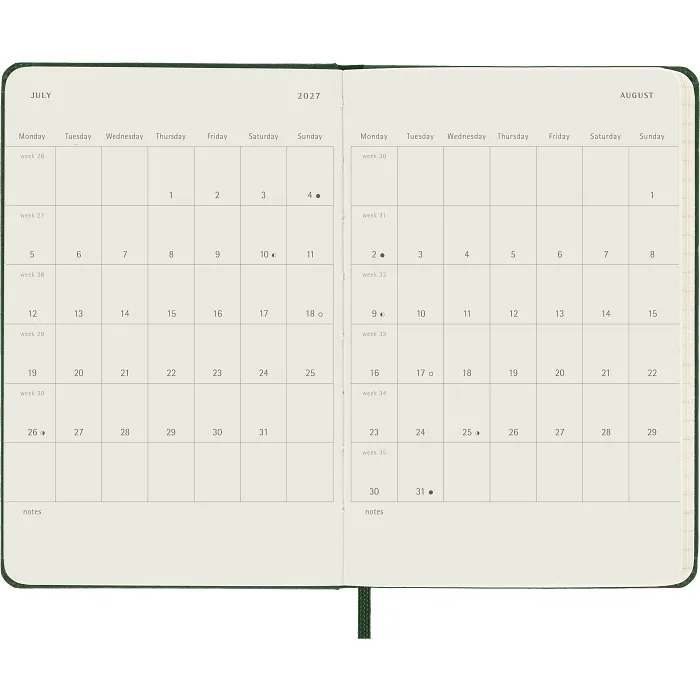 Agenda Diaria Clásica 12 Meses 2027, Tapa Dura, Bolsillo, Verde Mirto — Interior 4