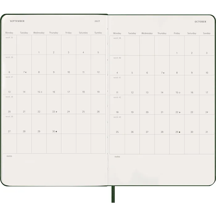 Agenda Diaria Clásica 12 Meses 2027, Tapa Dura, Grande, Verde Mirto — Interior 4