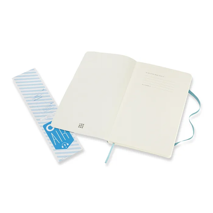 Libreta Clásica Grande Azul Arrecife Hoja Rayada Pasta Suave — Interior 3