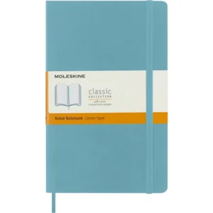 Libreta Clásica Grande Azul Arrecife Hoja Rayada Pasta Suave — Portada Plana