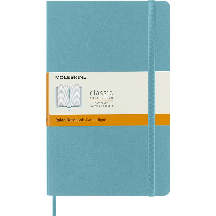 Libreta Clásica Grande Azul Arrecife Hoja Rayada Pasta Suave