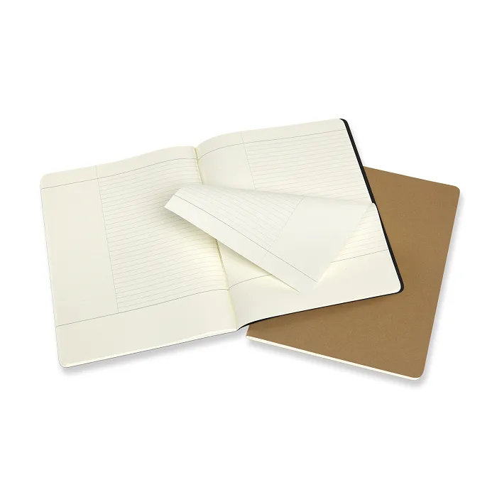 Set De 2 Libretas Cahier Subject Extra Grandes Negra y Kraft Pasta Suave — Interior 1