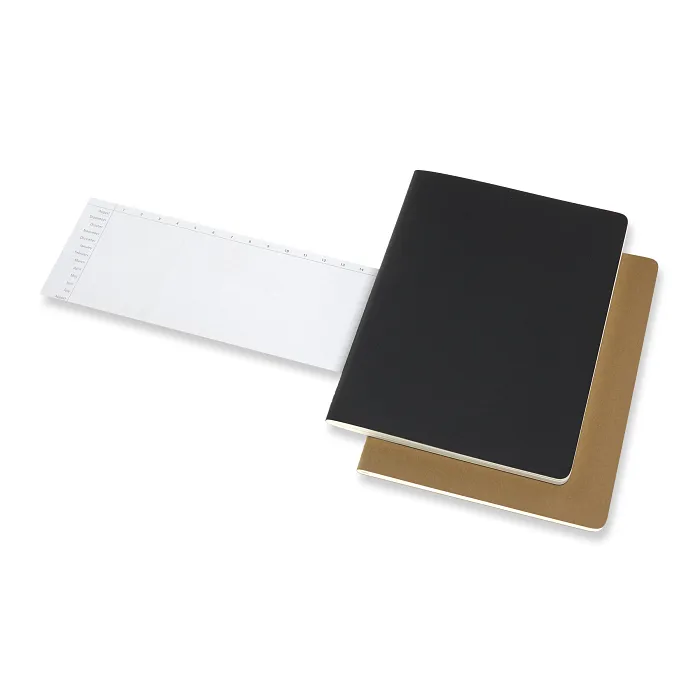 Set De 2 Libretas Cahier Subject Extra Grandes Negra y Kraft Pasta Suave — Interior 2