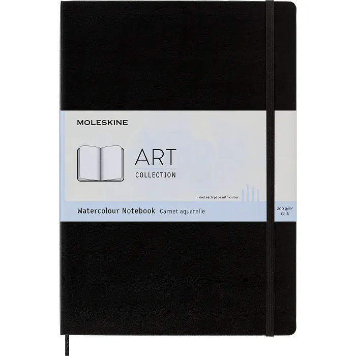 Libreta Acuarela A4 Negra Hoja Blanca Pasta Dura