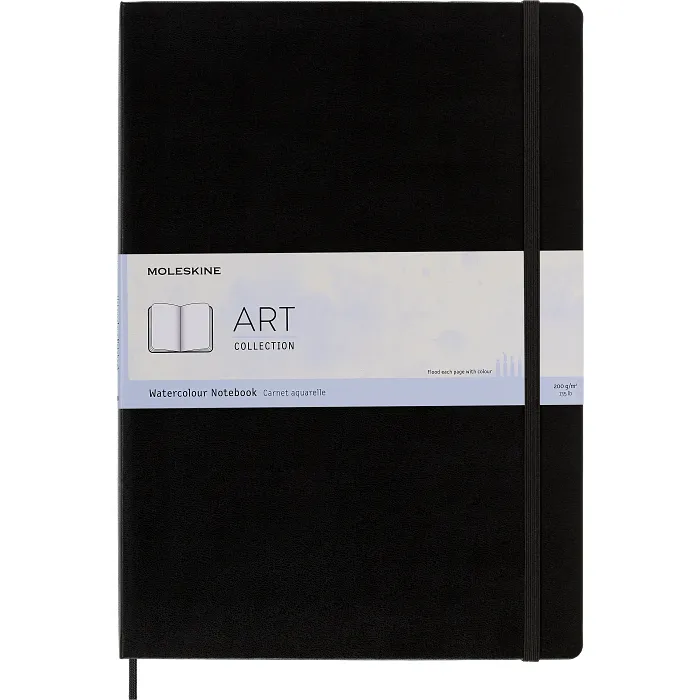 Libreta Acuarela A3 Negra Hoja Blanca Pasta Dura