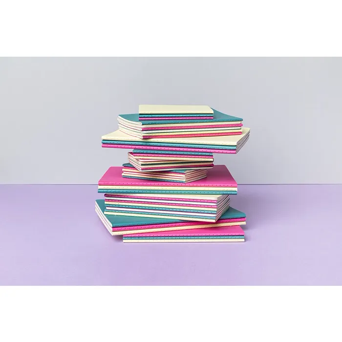 Set De 3 Libretas Grandes Azul Enérgico Hoja Rayada Pasta Suave