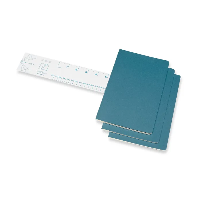 Set De 3 Libretas Grandes Azul Enérgico Hoja Rayada Pasta Suave