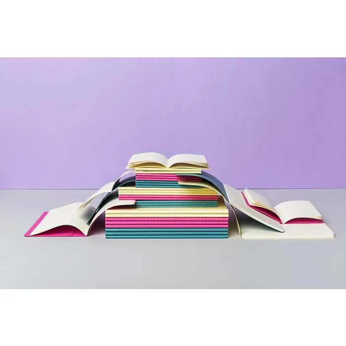 Set De 3 Libretas Grandes Azul Enérgico Hoja Rayada Pasta Suave