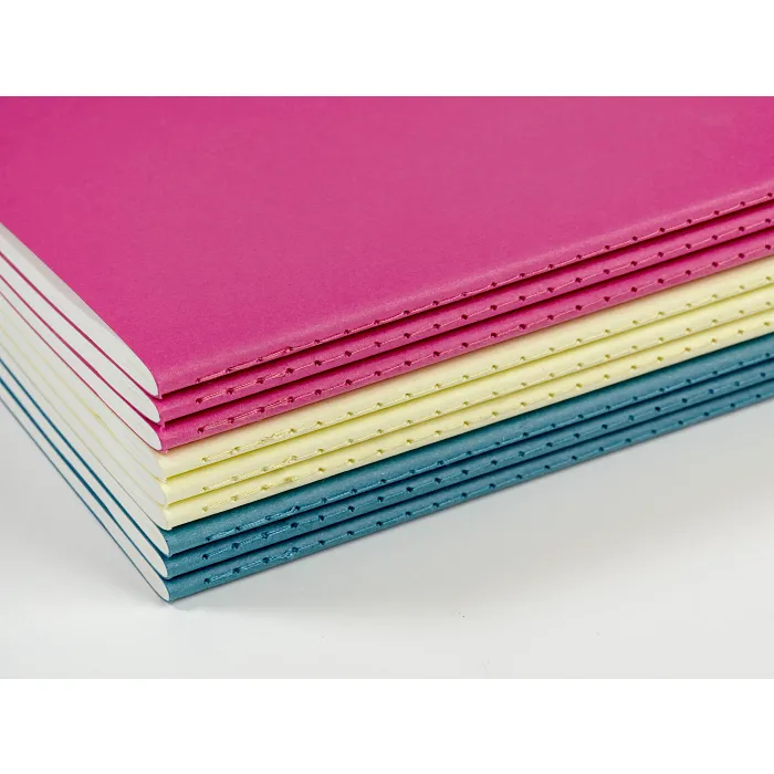 Set De 3 Libretas Grandes Azul Enérgico Hoja Rayada Pasta Suave