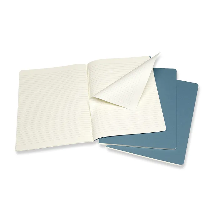Set de 3 Libretas Extra Grandes Azul Enérgico Hoja Rayada Pasta Suave — Interior 1