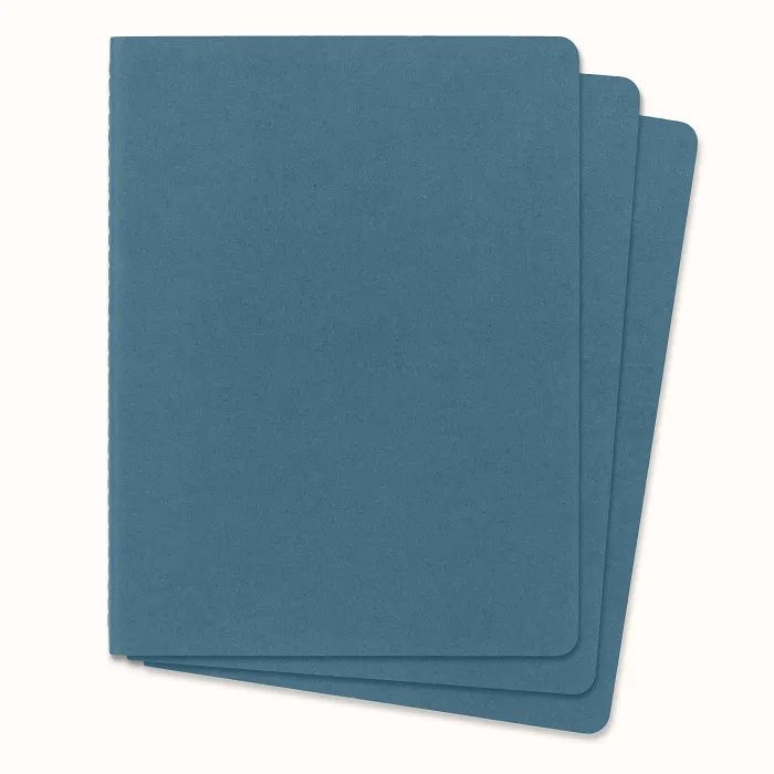 Set de 3 Libretas Extra Grandes Azul Enérgico Hoja Rayada Pasta Suave — Interior 4
