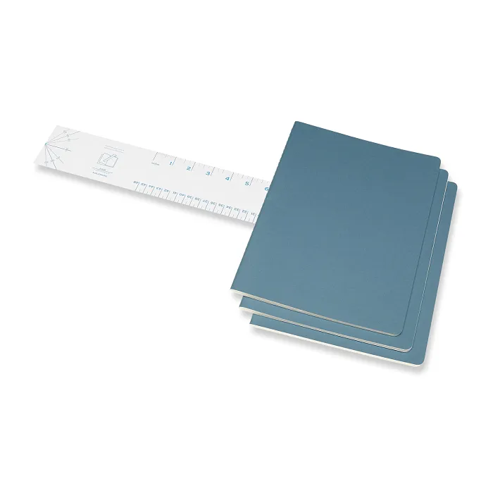 Set De 3 Libretas Extra Grandes Azul Enérgico Hoja Blanca Pasta Suave — Interior 2