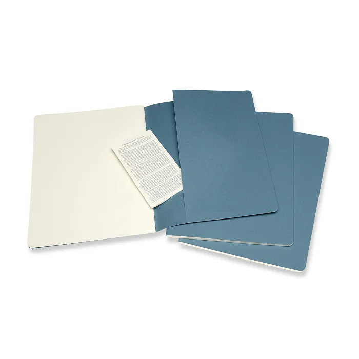 Set De 3 Libretas Extra Grandes Azul Enérgico Hoja Blanca Pasta Suave — Interior 3