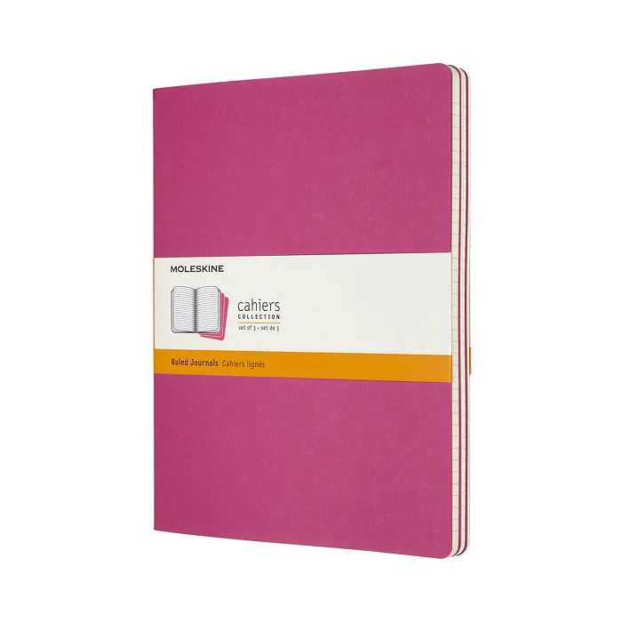 Set De 3 Libretas Extra Grandes Rosas Cinético Hoja Rayada Pasta Suave