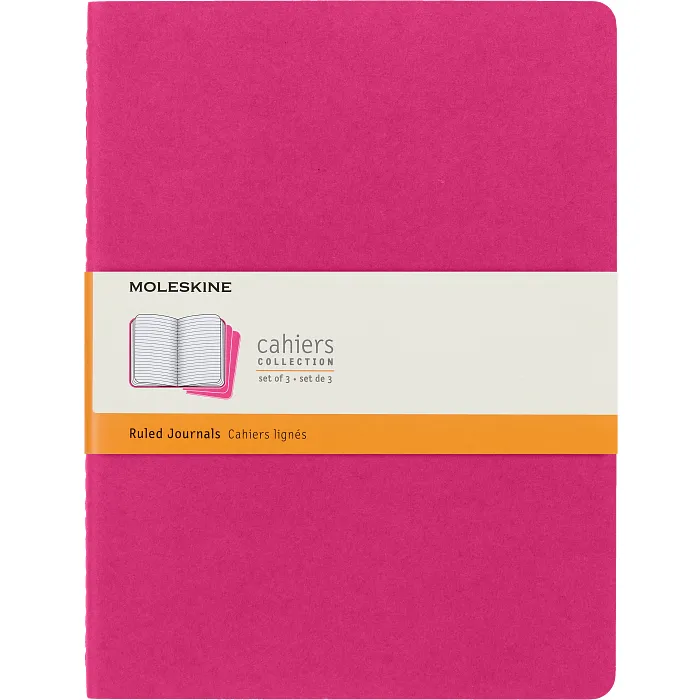 Set De 3 Libretas Extra Grandes Rosas Cinético Hoja Rayada Pasta Suave