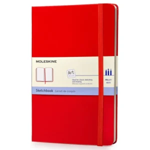 Sketchbook Grande Rojo Blanca Pasta Dura — Portada Plana
